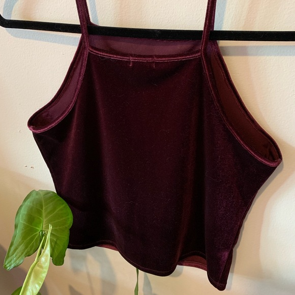 Burgundy red velour crop top - Garage - Picture 4 of 4